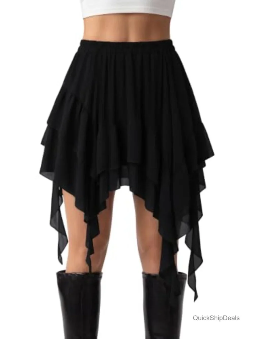 Boho Tiered Skort with Built-in Shorts, High Waist, Renaissance Style